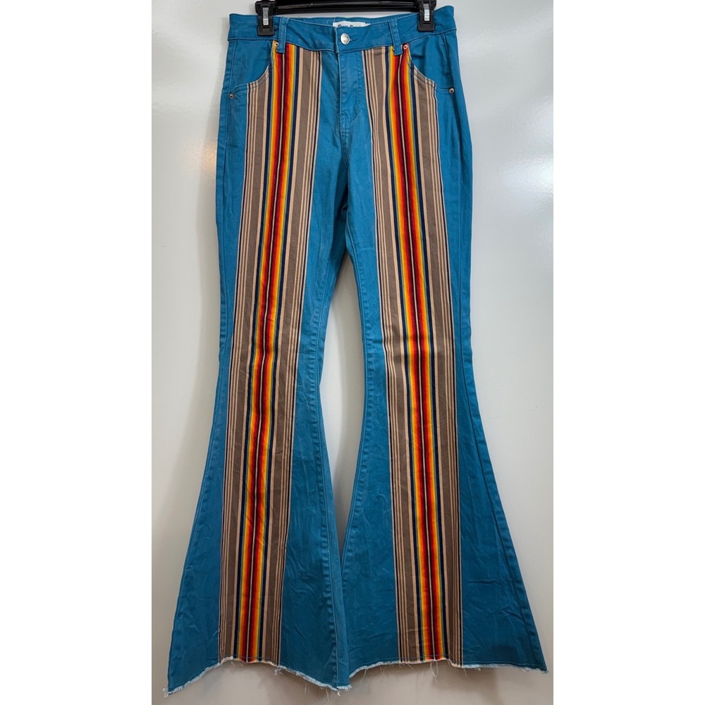 Ranch Dressn Serape Bell Bottom Jeans Western Flare Pants 6
